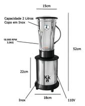 Liquidificador Industrial 2 Litros 110V 127V Baixa Rotação Massas Açaí Bolos Maionese 700w - JLE