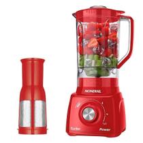 Liquidificador Mondial L-99 com Filtro, Copo Cristal, 3 Velocidades + Pulsar, 550W, Vermelho