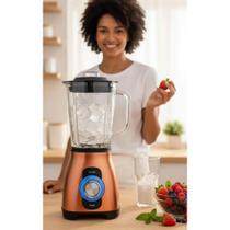 Liquidificador Potente 1000W Vidro 2L Inox Cobre Elegante Liquidificador Potente 1000W Vidro 2L Inox Cobre Elegante