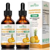 Líquido de glicinato de magnésio, pacote com 2 unidades, sabor de abacaxi BVIVLOO