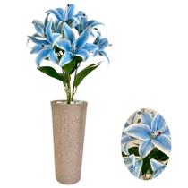 Lirio Artificial Com Vaso Cone E Pedras Brancas Centro Mesa