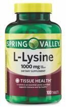 Lisina 1000mg c/ 100 Tablets - Spring Valley