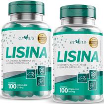 Lisina Aminoácido 2 Frascos - 200 cápsulas - Ervais