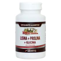 Lisina + Prolina + Glicina 120 cápsulas de 500mg - Rei Terra Unissex Produto Natural Pote Pequeno