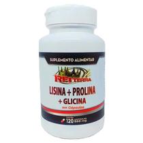 Lisina + Prolina + Glicina Aminoácidos 120 Cápsulas 500mg - Rei Terra