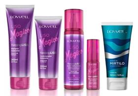 Liso Mágico Completo 4 Produtos + Leave-in Extrato de Mirtilo 180ml - Lowell