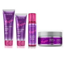 Liso Mágico Shampoo 240ml, Condicionador 200ml, Máscara 240g, Fluido 200ml Lowell