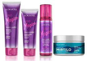 Liso Mágico Shampoo + Condicionador + Fluido + Máscara Extrato de Mirtilo 240g - Lowell