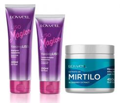 Liso Mágico Shampoo + Condicionador + Máscara Extrato de Mirtilo 450g - Lowell