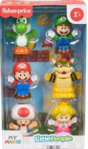 Little people nintendo mario bros kit com 06 bonecos jhg63 mattel