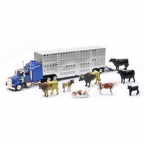 Livestock Playset New Ray, escala 1:43 com 10 vacas azuis
