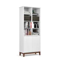 Livreiro com 2 Portas para Sala de Estar Moderno com 10 Nichos Estante Organizadora Decoração Biblioteca Design Moderno