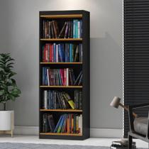 Livreiro com 5 Nichos Trindade Preto Acetinado Cinamomo Livreiro com 5 Nichos Trindade Preto Acetinado Cinamomo