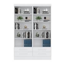 Livreiro Multiuso com 2 Gavetas Branco Kit com 2 - FdECOR