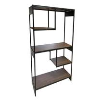 Livreiro Multiuso Estante com Nicho Estilo Industrial Metal cor Marrom e Preto Livreiro Multiuso Estante com Nicho Estilo Industrial Metal cor Marrom e Preto