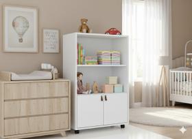 Livreiro Multiuso MDP Estante Prateleira e Rodinhas Sapateira para Brinquedos Livros para Sala Quarto Escritorio Aparador Cantinho do Café Decoração