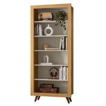 Livreiro Multiuso Retro 5 Prateleiras Freijo Toq/Off White - Qmovi Livreiro Multiuso Retro 5 Prateleiras Freijo Toq/Off White - Qmovi