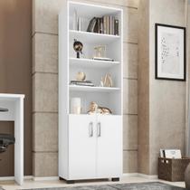Livreiro Multiuso Samara 5 Prateleiras MDP Branco com 2 Portas Móveis Leão