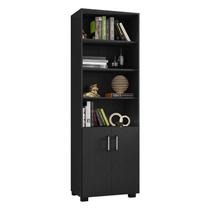 Livreiro Office com Portas Pequenas Preto Trama - Móveis Leão Livreiro Office com Portas Pequenas Preto Trama - Móveis Leão