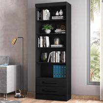 Livreiro Turim com Prateleiras Suporte para livros preto fosco