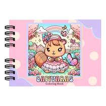 Livrinho para Colorir Capivaras Cute Capa Dura Cor:Rosa