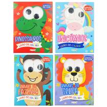 Livrinhos Olhinhos Para Colorir Coleção Animais Em 4 Volumes Dinossauros, Animais da Fazenda, Unicórnios e Animais da Selva - Ciranda Cultural