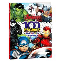 Livro 100 Páginas Para Colorir e Aprender Marvel Vingadores