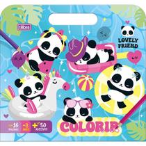 Livro Álbum Maleta de Atividades de Colorir Panda Pandinhas Lovely Friend Com 8 Folhas Tilibra