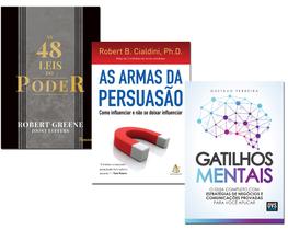 Livro As 48 Leis do Poder+ As Armas Da Persuasão+ Gatilhos Mentais - Rocco, Sextante e DVS