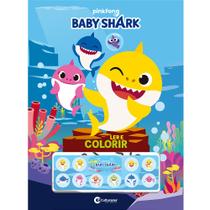 Livro - BABY SHARK LER E COLORIR COM ADESIVOS