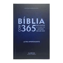 Livro - Bíblia com 365 reflexões e plano de leitura em um ano - capa azul