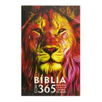 Livro - Bíblia com 365 reflexões e plano de leitura em um ano - capa leão fogo