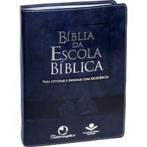 Livro - Bíblia da Escola Bíblica com índice - Capa Azul nobre