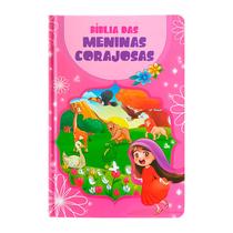 Livro - Bíblia das Meninas Corajosas arc full color c/ harpa - Rosa