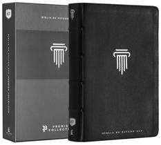 Livro - Bíblia de Estudo ACF, Couro legítimo preto, Leitura Perfeita, Premier Collection | Com comentários da King James Study Bible