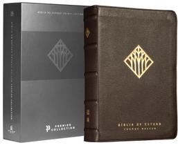 Livro - Bíblia de estudo Thomas Nelson, NVI, capa em couro legítimo marrom, Leitura Perfeita, Premier Collection | Bíblia com mais de 50 mil recursos
