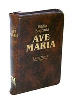 Livro - Bíblia letra maior zíper - marrom