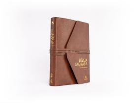 Livro - Bíblia NVI com Espaço para Anotações, Capa luxo, Marrom Artesanal, Leitura Perfeita