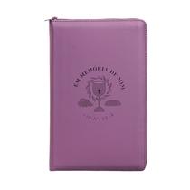 Livro - Bíblia NVI com zíper: Em memória de mim, Capa luxo roxo com toque emborrachado, Leitura Perfeita