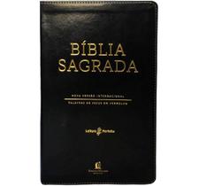 Livro Bíblia NVI, Couro Soft, Preto, Letras Vermelhas, Índice de Dedo, Leitura Perfeita