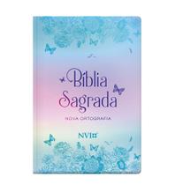 Livro - Bíblia NVI gigante Novo Testamento - 2 cores capa semi luxo borboletas metalizadas