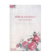Livro - Bíblia NVI gigante Novo Testamento - 2 cores capa semi luxo rosas e pássaros