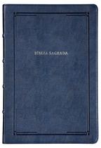 Livro - Bíblia NVI Slim, Letra Grande, Capa luxo azul, Barroca, Leitura Perfeita