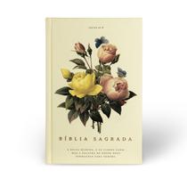 Livro - Bíblia NVI, Tecido sobre Capa Dura, Bouquet, Letras de Jesus em Vermelho