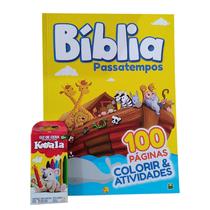 Livro Bíblia passatempos Colorir & Atividades - 100 paginas acompanha giz de cera Koala