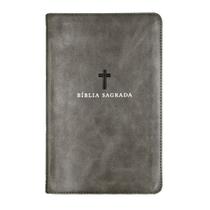 Livro - Bíblia Sagrada ACF, Couro Soft, Cinza, Letra Grande, Leitura Perfeita