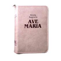 Livro Bíblia Sagrada da Ave Maria (Capa Rosa com Zíper)