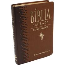 Livro - Bíblia Sagrada Letra Gigante com índice - Capa couro sintético Marrom | Letra Gigante SBB