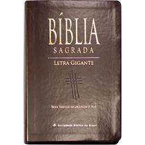 Livro - Bíblia Sagrada Letra Gigante com índice - Capa couro sintético Marrom | Letra Gigante SBB