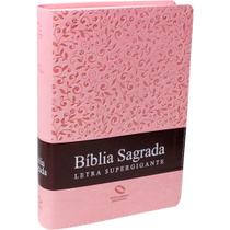 Livro - Bíblia Sagrada Letra Supergigante com índice - Capa Rosa claro